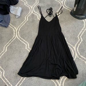 Tie back black mini dress